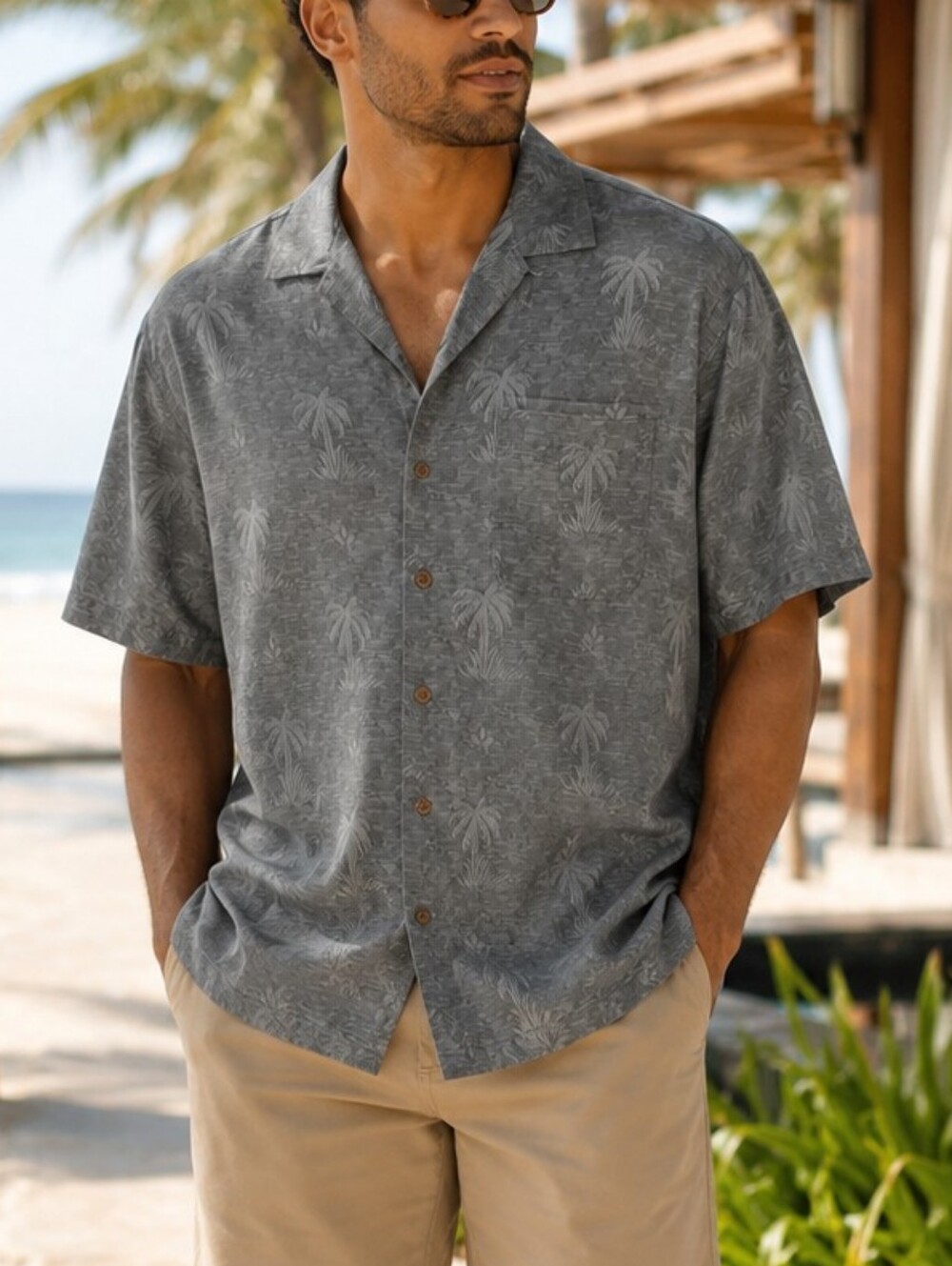 🌴Tommy Bahama Men's Tropical Design 100% Silk Button Down Shirt SZ Medium